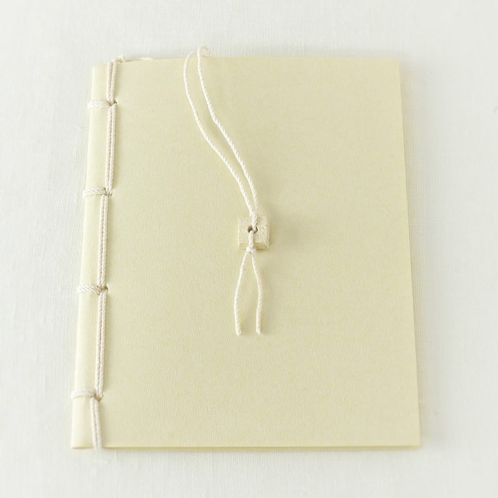 Japanese notebook, Handmade, Handcrafted, Paper, Bamboo pulp paper, Washi, Blank pages, Ivory colour, Ceramic bead book marker, Beautiful Quality, Gifts, Made in Japan.