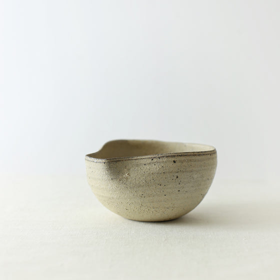 Handcrafted, Handmade, Artisan, Japanese, Ceramic, Pottery, Katakuchi Bowl, White, Homeware, Kitchenware, Tableware, Monochromatic, Beautiful Quality, Unique, Art, Minimal, Made in Japan.