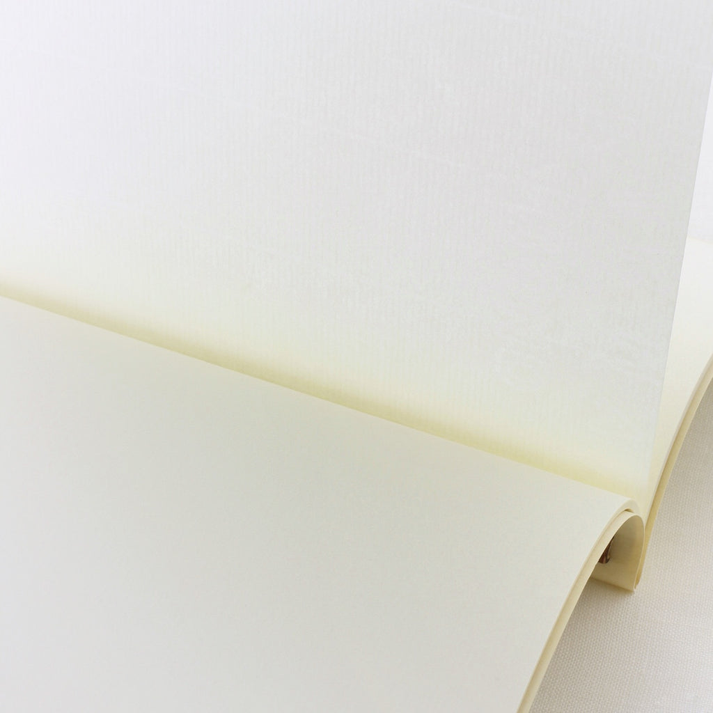 Close up of Japanese notebook, Handmade, Handcrafted, Paper, Bamboo pulp paper, Washi, Blank pages, Made in Japan.