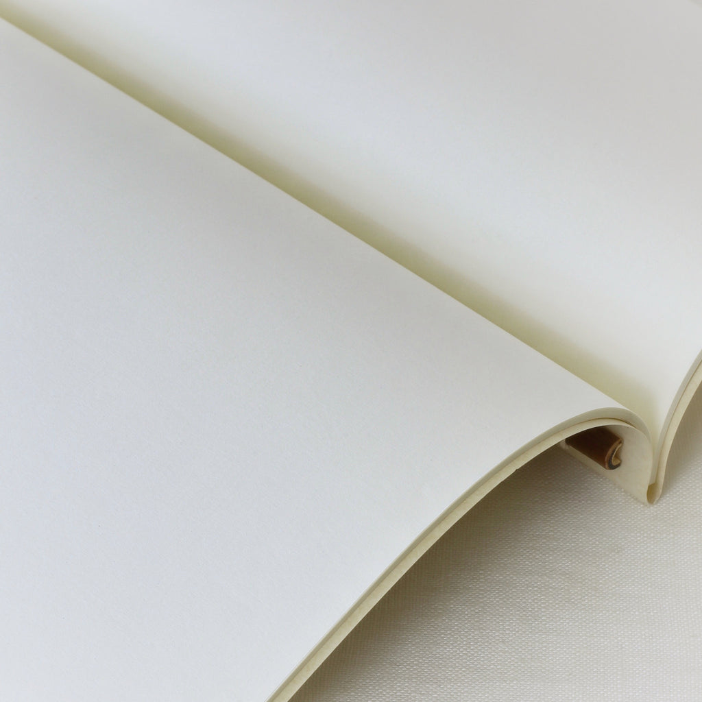 Close up of Japanese notebook, Handmade, Handcrafted, Paper, Bamboo pulp paper, Washi, Blank pages, Made in Japan.