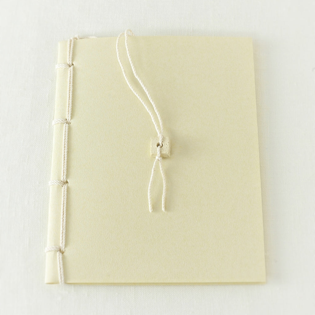 Japanese notebook, Handmade, Handcrafted, Paper, Bamboo pulp paper, Washi, Blank pages, Ivory colour, Ceramic bead book marker, Beautiful Quality, Gifts, Made in Japan.