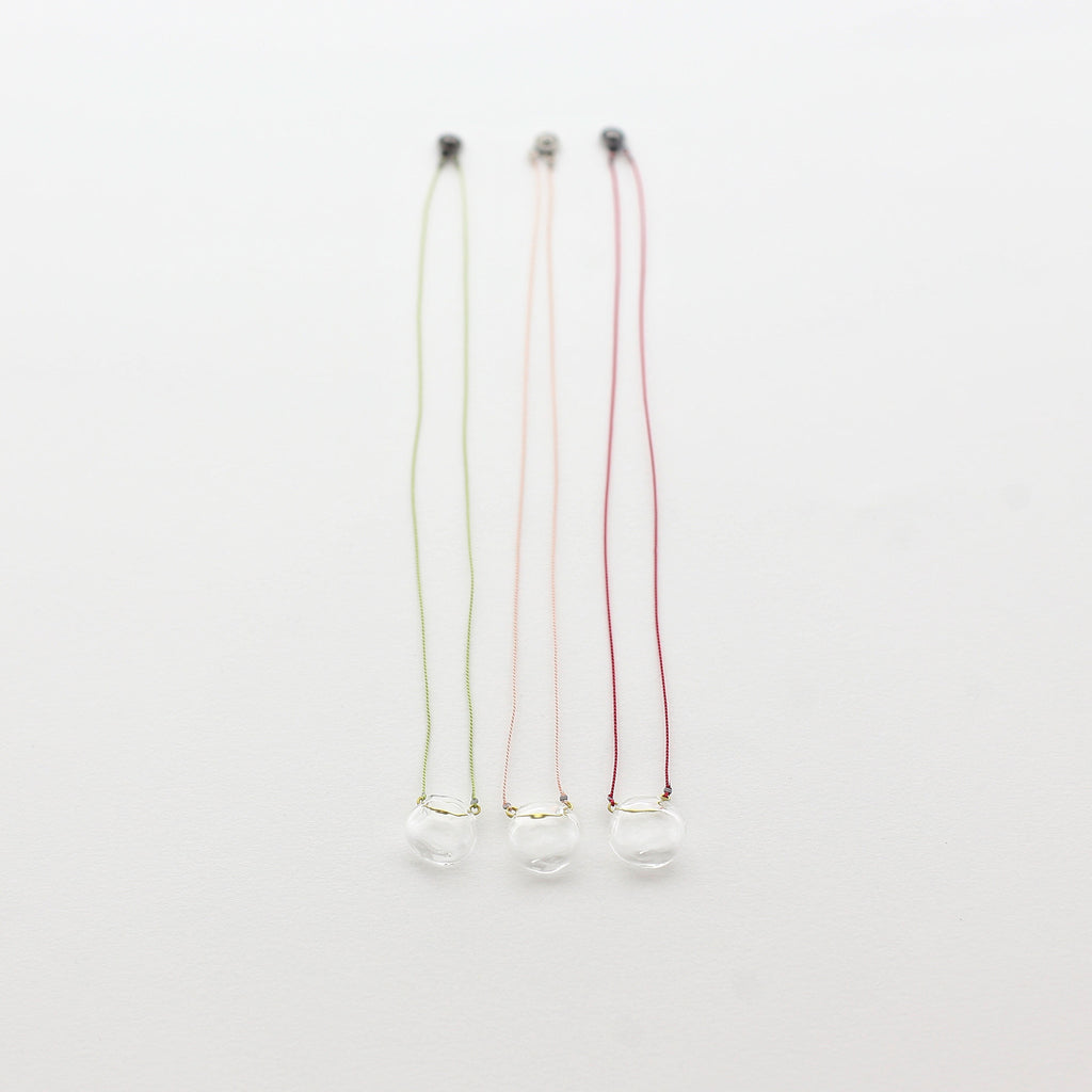Air Bubble Pendant - Round Glass Neckless with Silk Thread Made in Japan