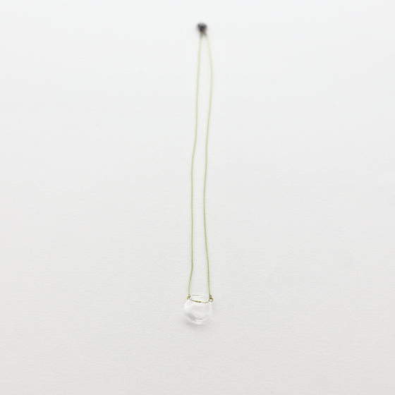 Air Bubble Pendant - Round Spring Leaf Green Glass Neckless with Silk Thread Made in Japan