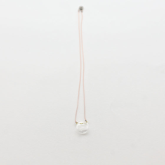 Air Bubble Pendant - Round Sakura Pink Glass Neckless with Silk Thread Made in Japan