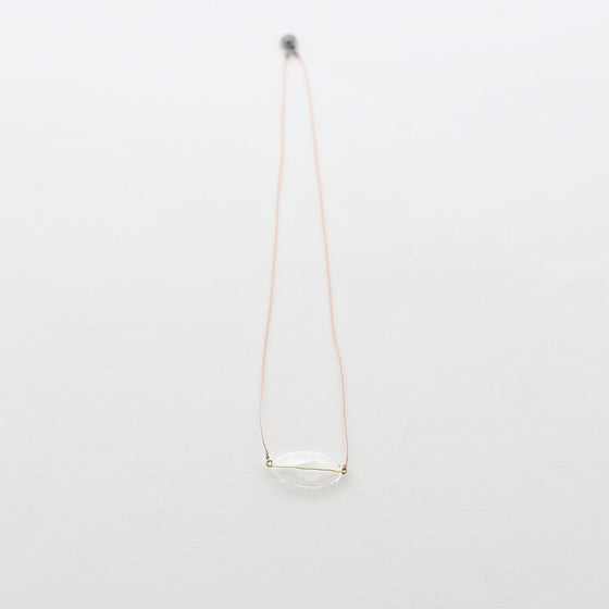 Air Bubble Pendant - Oval Sakura Pink Glass Neckless with Silk Thread Made in Japan